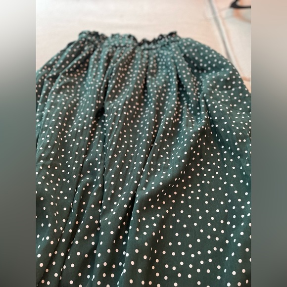 Beautiful High Waist Polka Dot Pleated Skirt Midi Swing Skirt with Pockets - Picture 4 of 4